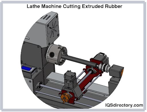 Lathe Machine Cutting Extruded Rubber